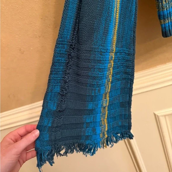 Free People Blue and Yellow Striped Turtleneck Sweater - Picture 3 of 8